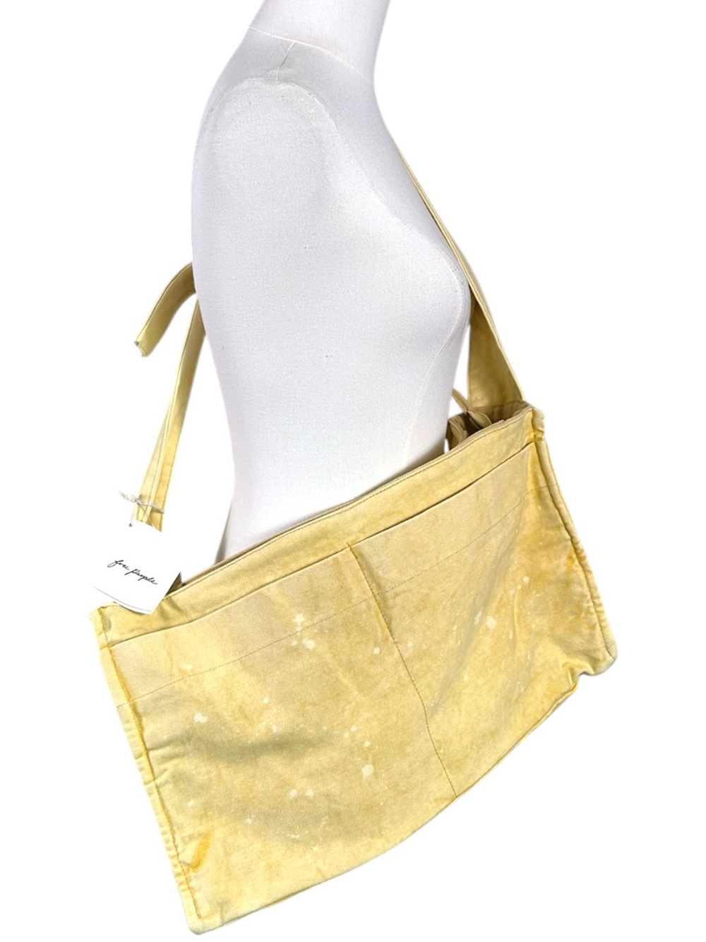Free People Grunge 90s Canvas Camp Crush Sling Shoulder Bag Distressed Neutral - Picture 7 of 13